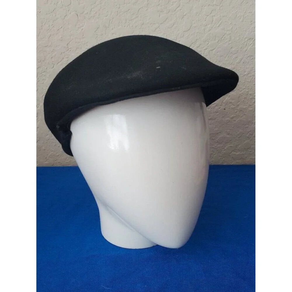VVTG Country Gentleman Black Wool Flat Cap Cabbie Hat Men's Size M - Fair/TLC
